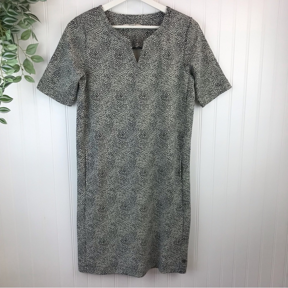 Garcia Sheath Dress with Pockets XS Black & Cream Speckles Short Sleeve Summer